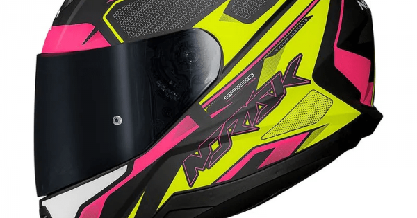 CAPACETE NORISK FF802 RAZOR SPEEDMAX FOSCO AMARELO ROSA